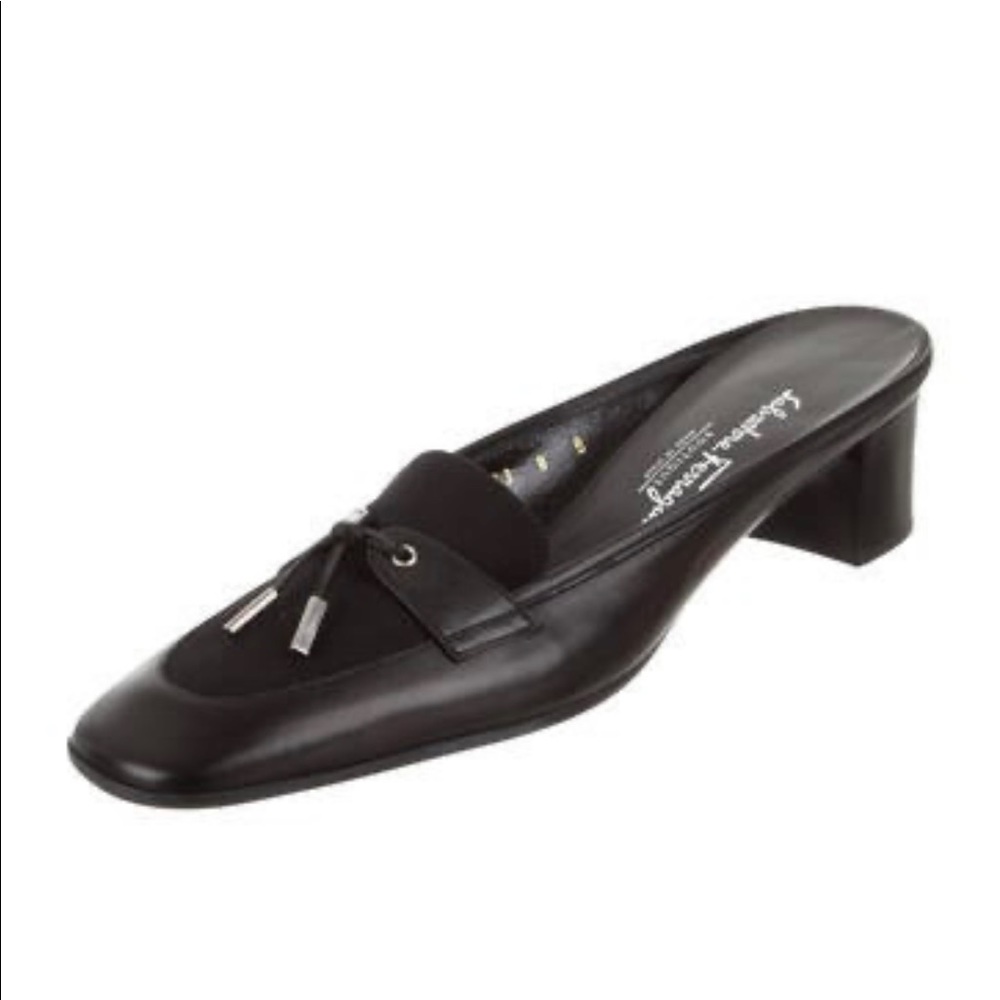 Salvatore Ferragamo Leather Square-Toe Mules